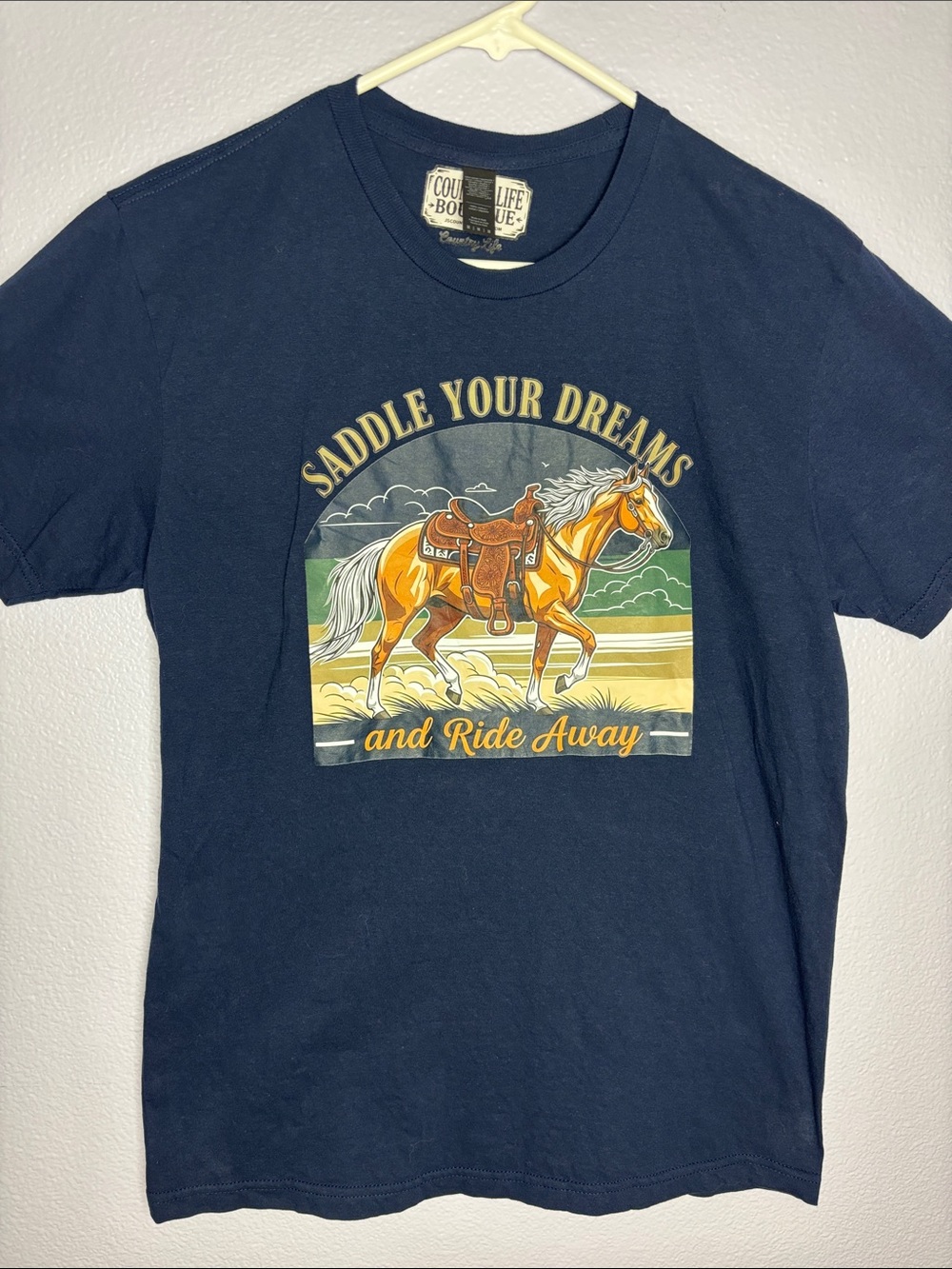 Navy Blue 'Saddle Your Dreams' Graphic Tee